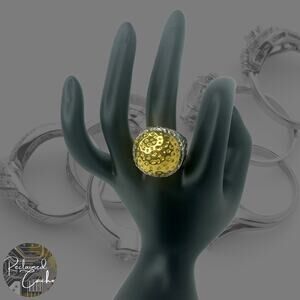 Silver and Gold Circle Ring - Size 8